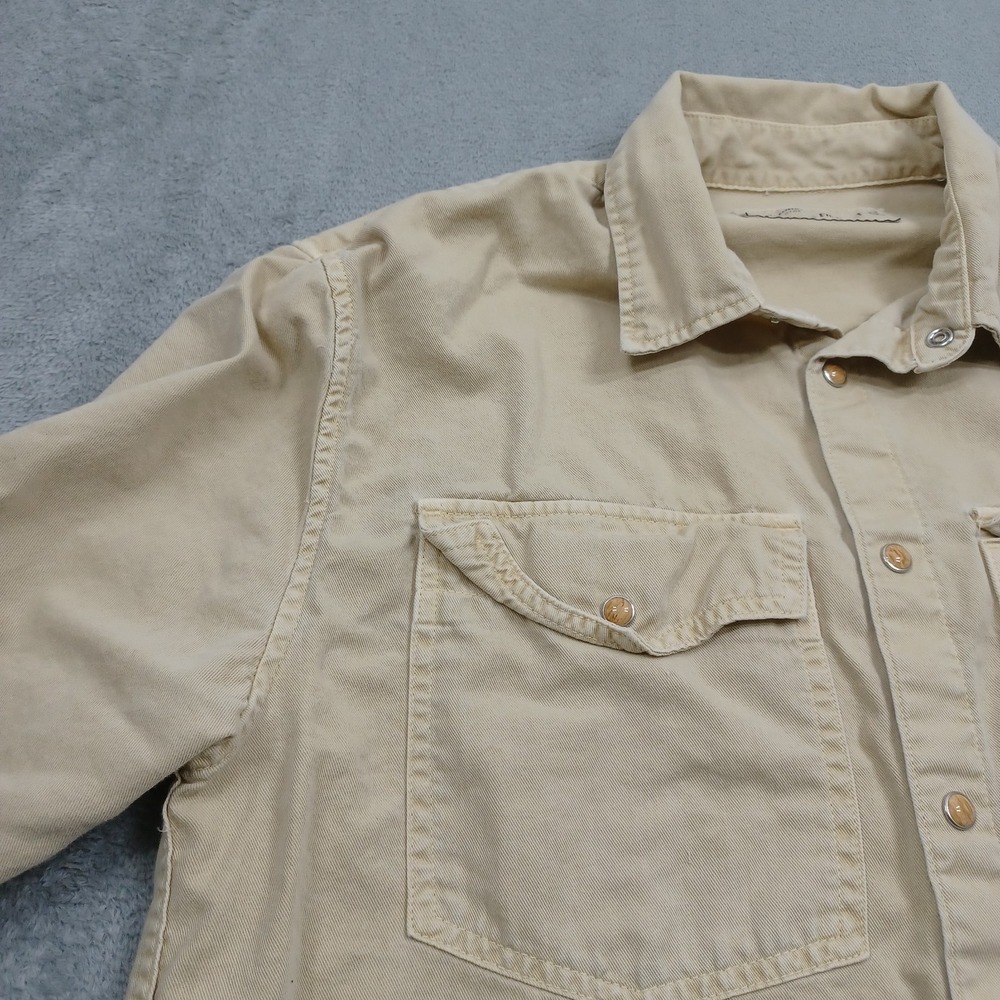 Abercrombie Fitch Top Womens Small Brown Pearl Snap Long Sleeve Preppy - Picture 2 of 8